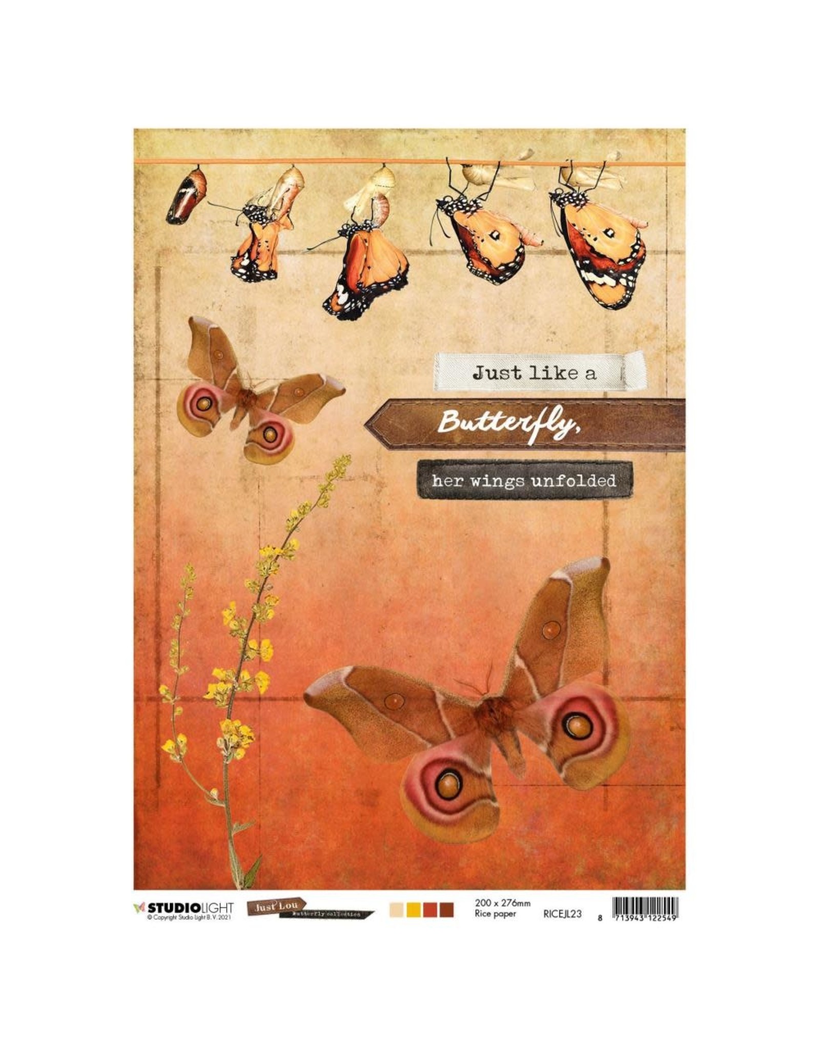 STUDIOLIGHT STUDIOLIGHT JUST LOU BUTTERFLY COLLECTION #23 A4 RICE PAPER
