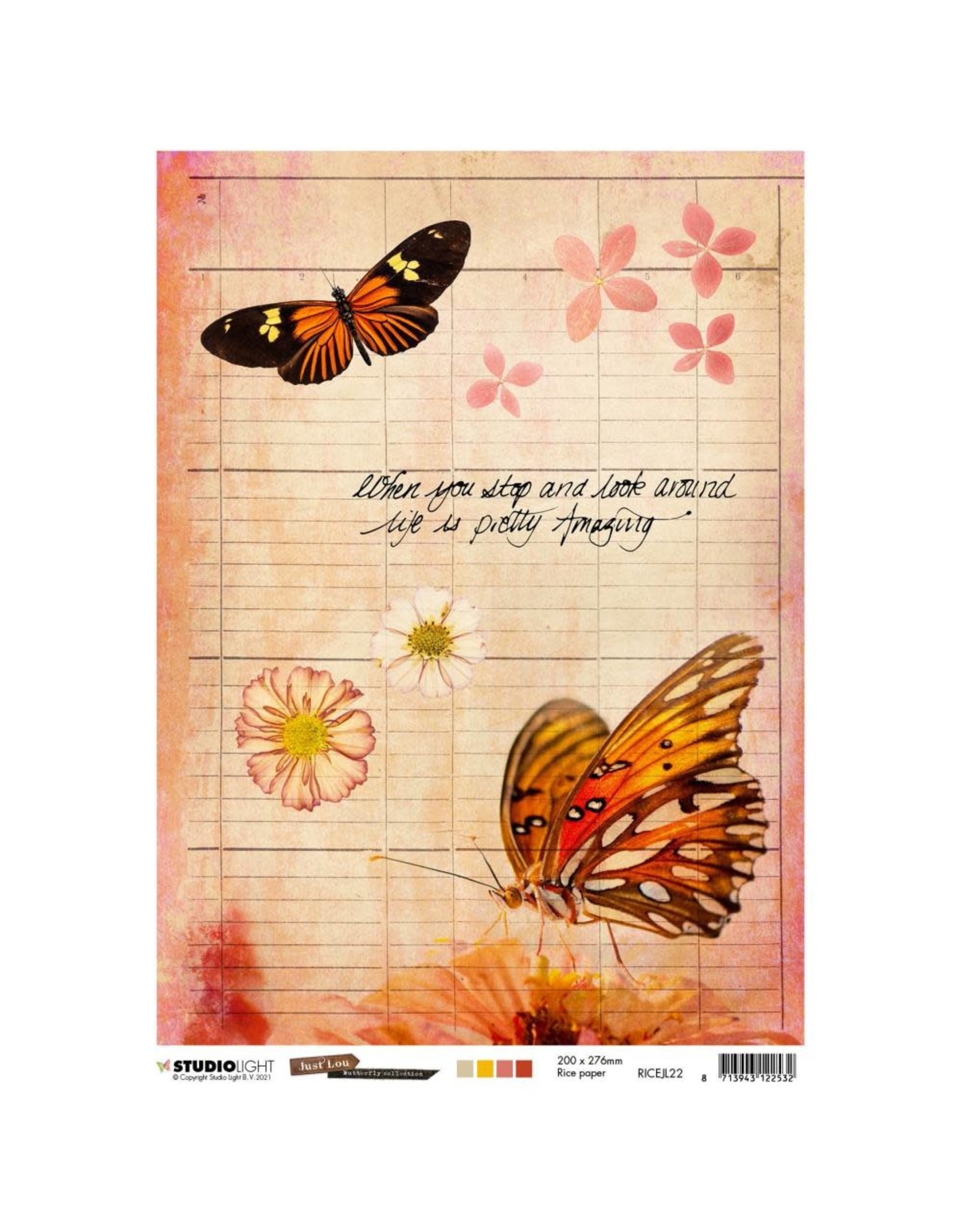 STUDIOLIGHT STUDIOLIGHT JUST LOU BUTTERFLY COLLECTION #22 A4 RICE PAPER