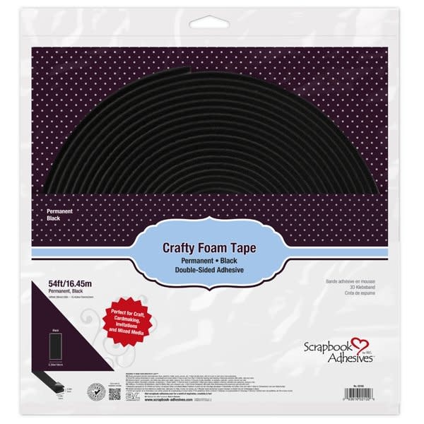 3L SCRAPBOOK ADHESIVES BLACK CRAFTY FOAM TAPE ROLL 54FT