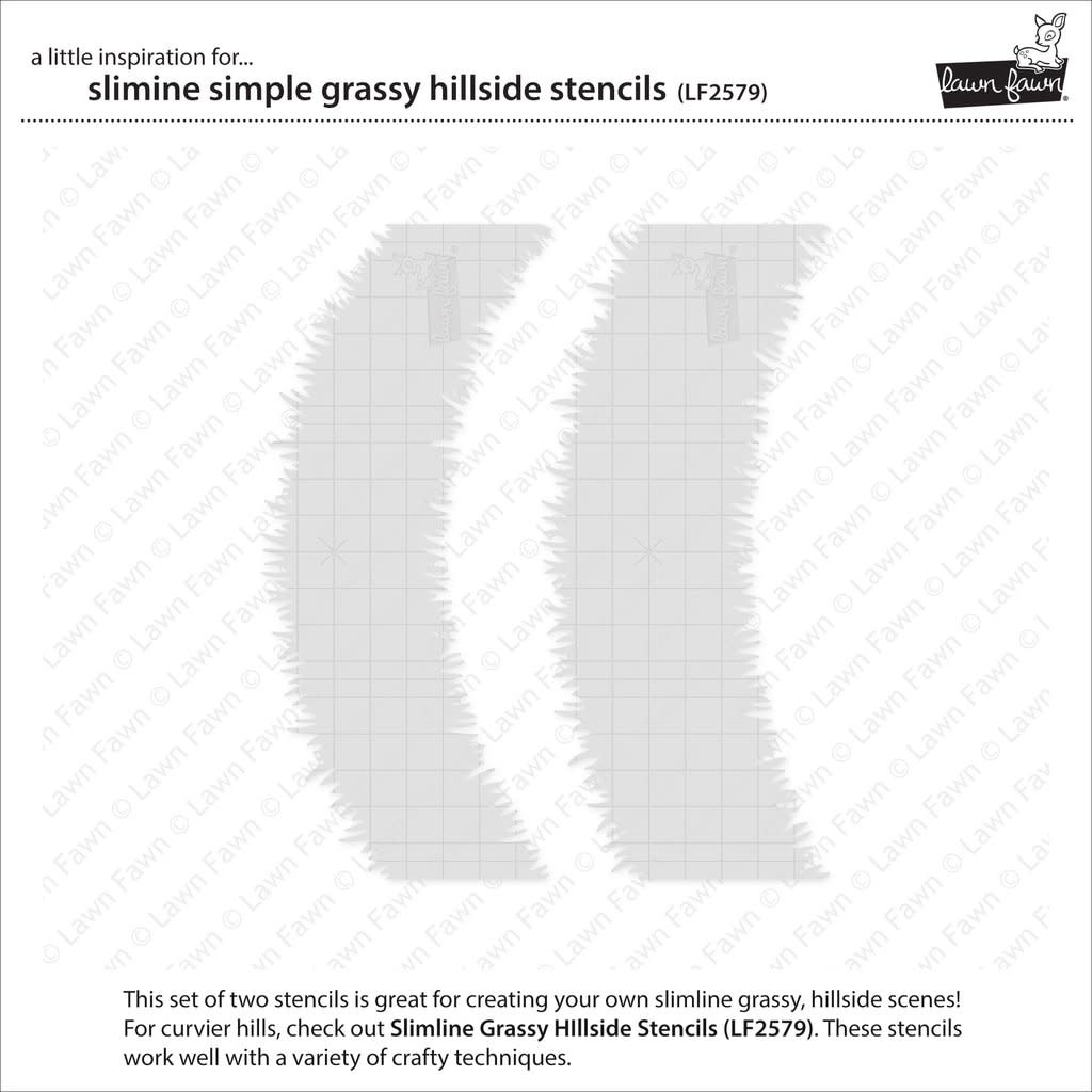 LAWN FAWN LAWN FAWN SLIMLINE SIMPLE GRASSY HILLSIDE STENCIL SET