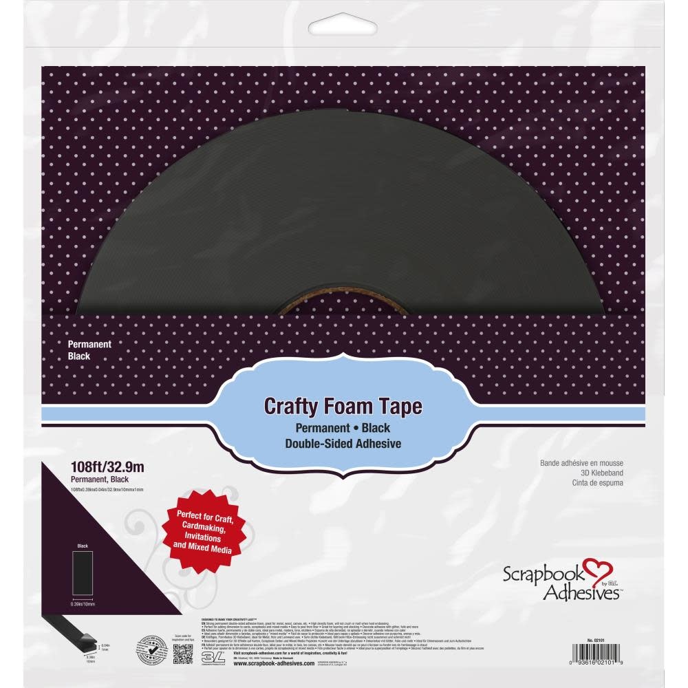 3L SCRAPBOOK ADHESIVES BLACK CRAFTY FOAM TAPE ROLL108 FT