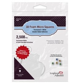 3L SCRAPBOOK ADHESIVES PERMANENT WHITE 3D FOAM MICRO SQUARES 2508/PK