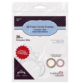3L SCRAPBOOK ADHESIVES PERMANENT WHITE 3D FOAM CIRCLE FRAMES 26PK