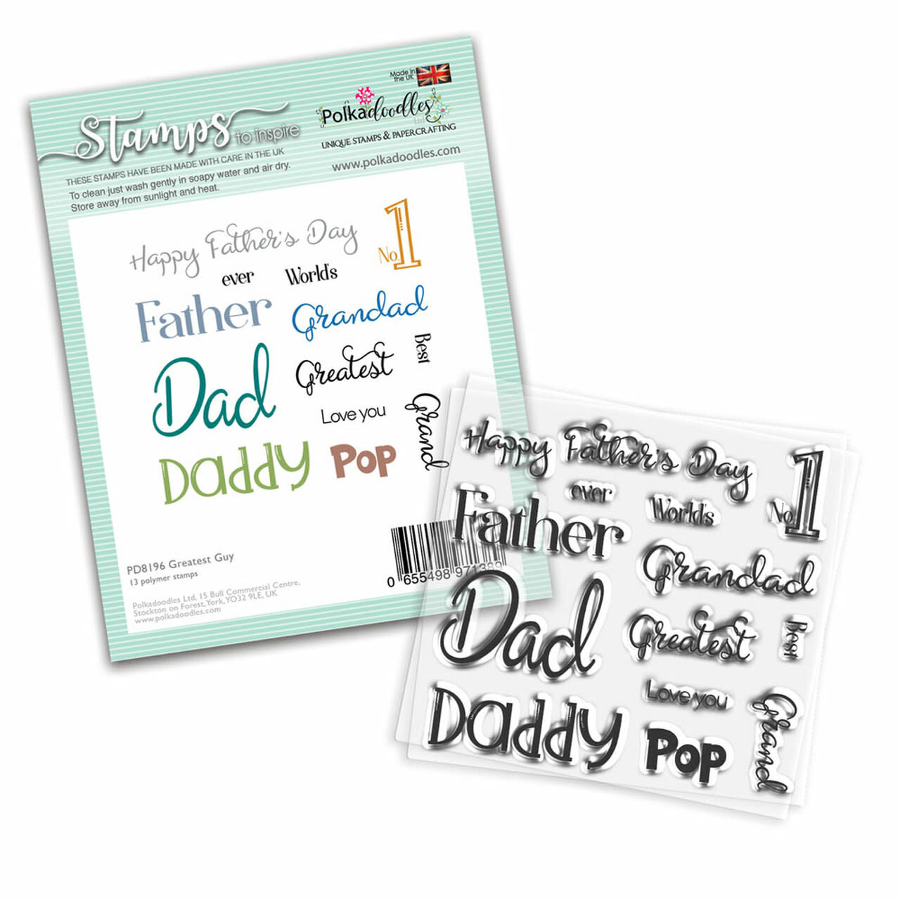 POLKADOODLES GREATEST GUY CLEAR STAMP SET