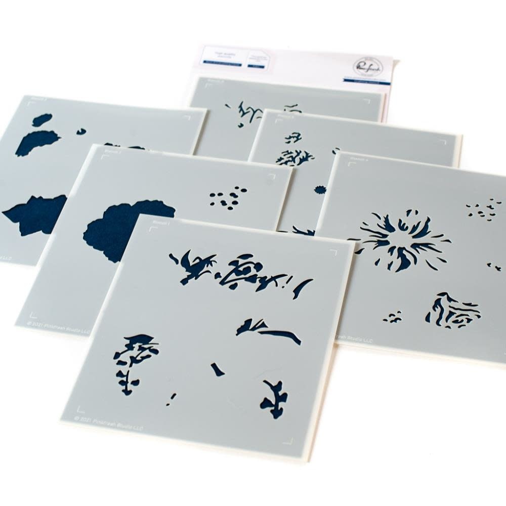 PINKFRESH PINKFRESH STUDIO BEST OF EVERYTHING FLORAL 4.25x5.25 STENCIL SET OF 6
