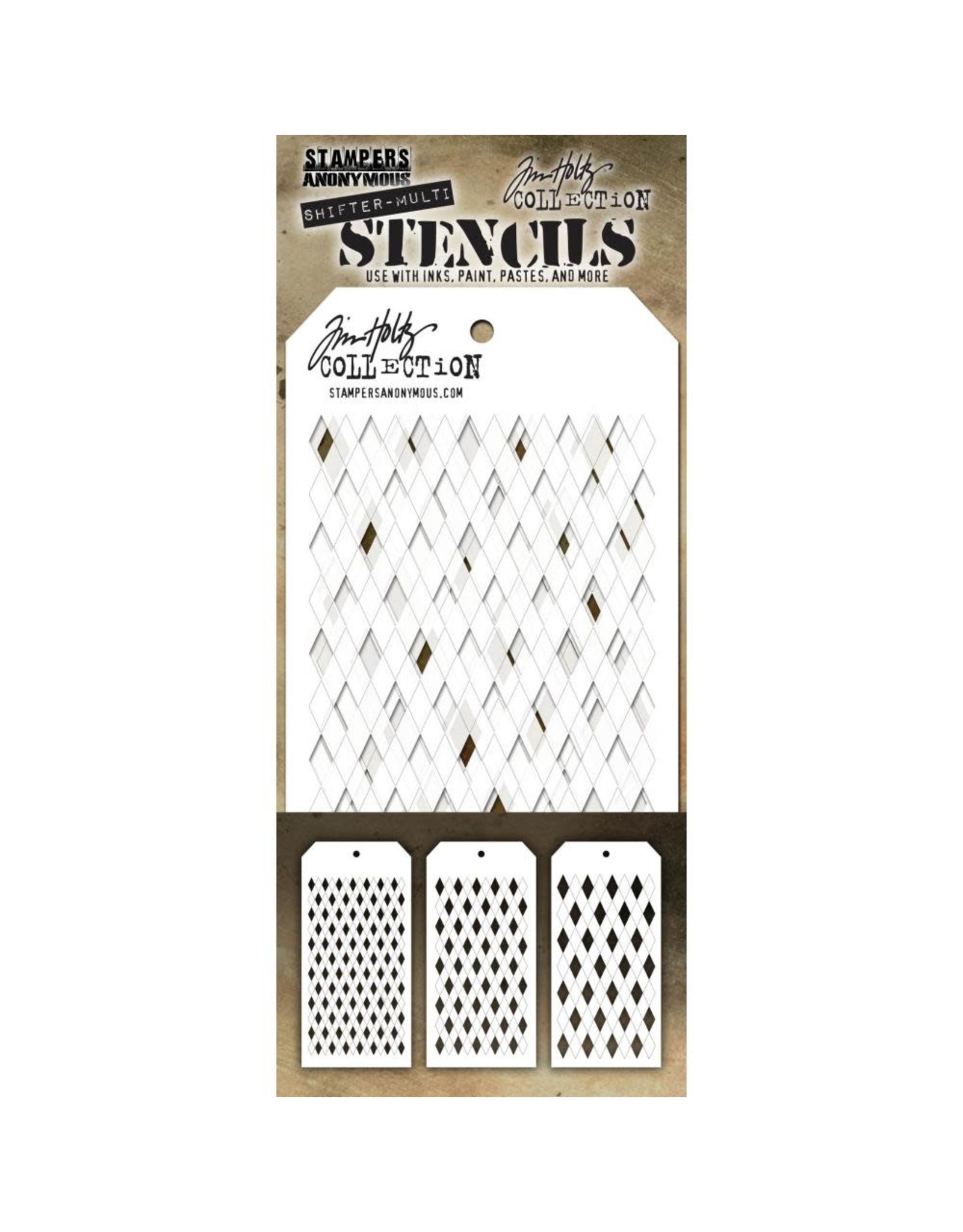 STAMPERS ANONYMOUS TIM HOLTZ SHIFTER MULTI HARLEQUIN STENCIL SET 3/PK