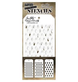 STAMPERS ANONYMOUS TIM HOLTZ SHIFTER MULTI HARLEQUIN STENCIL SET 3/PK