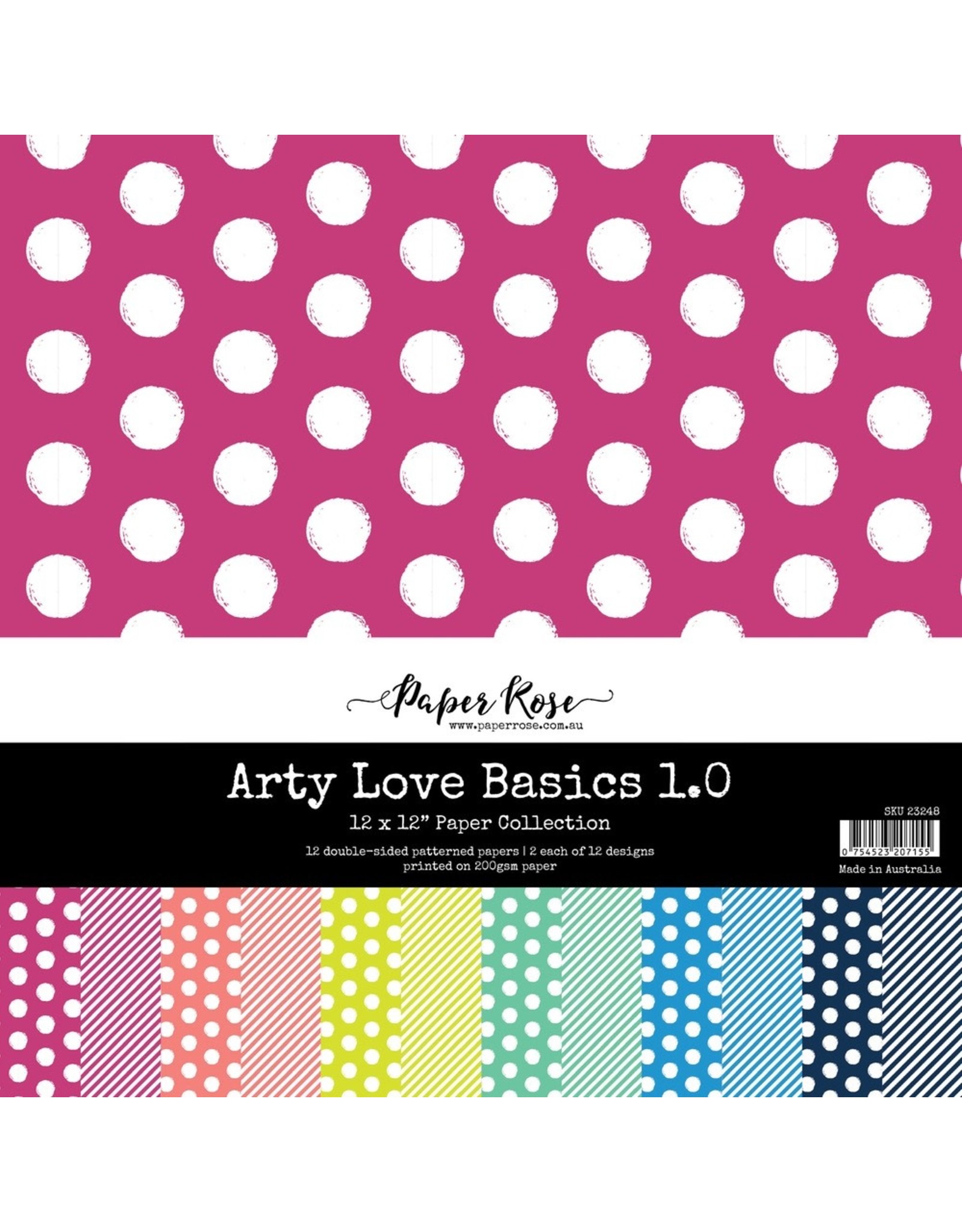 PAPER ROSE PAPER ROSE ARTY LOVE BASICS 1.0 PAPER COLLECTION 12x12 12 SHEETS