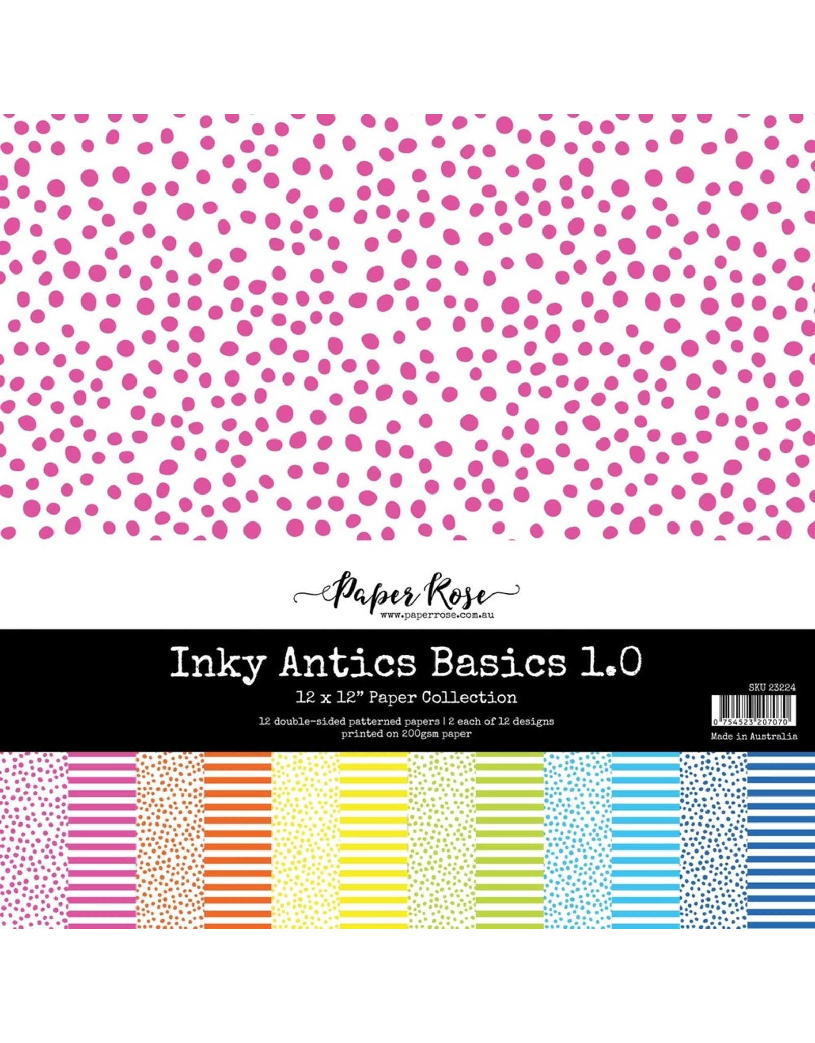 PAPER ROSE PAPER ROSE INKY ANTICS BASICS 1.0 PAPER COLLECTION 12x12 12 SHEETS