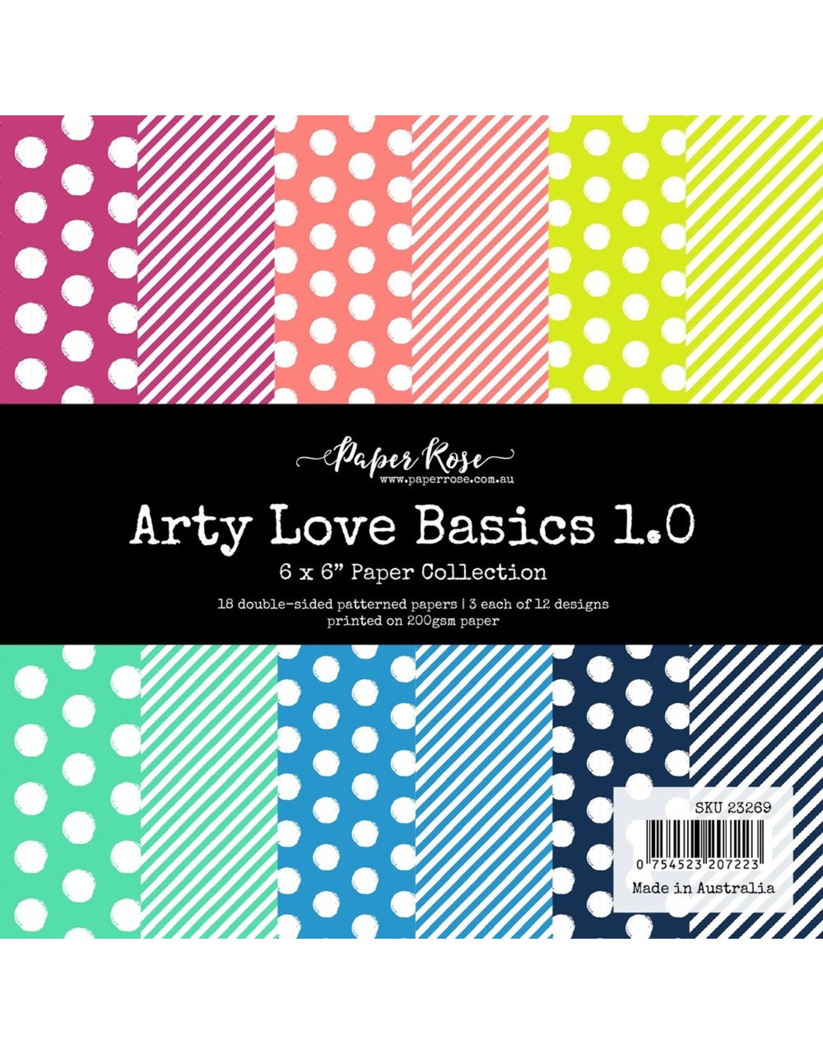 PAPER ROSE PAPER ROSE ARTY LOVE BASICS 1.0 PAPER COLLECTION 6x6 18 SHEETS