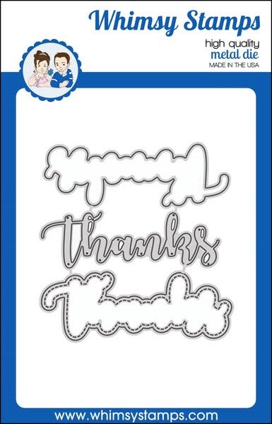 WHIMSY STAMPS THANKS WORD WITH SHADOW DIE SET