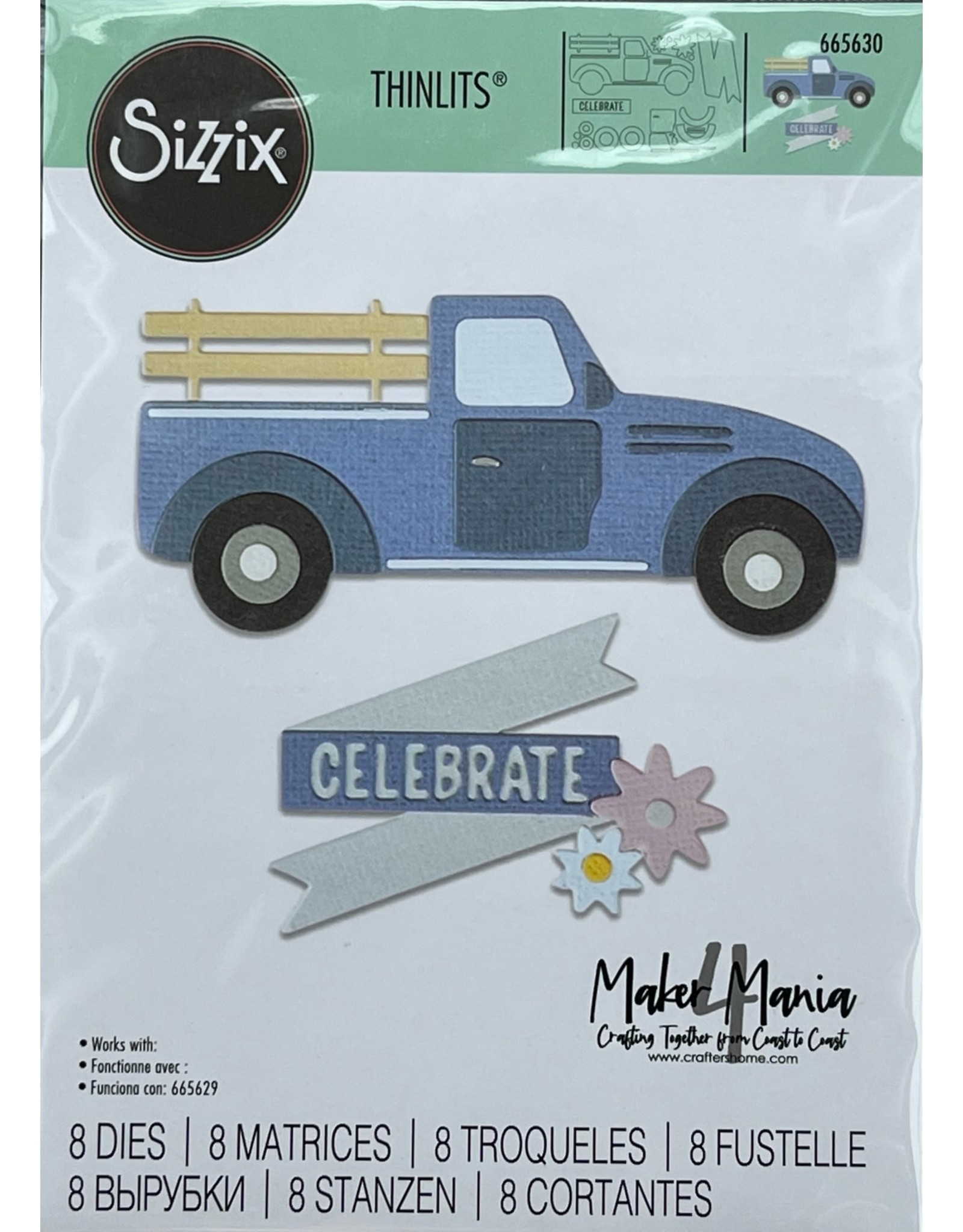 SIZZIX SIZZIX MAKER MANIA 4 EXCLUSIVE VINTAGE TRUCK AND SEASON'S ESSENTIALS THINLITS DIE SETS