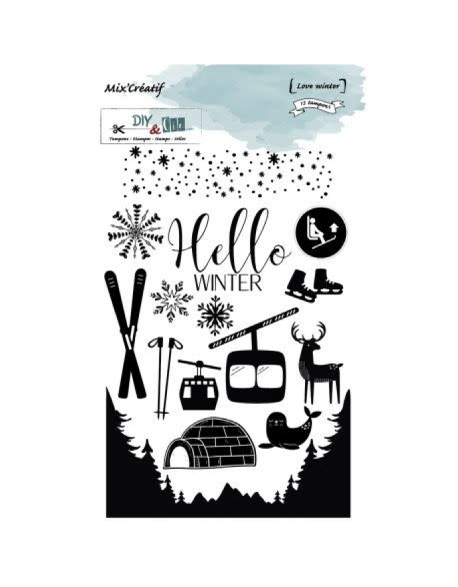 DIY & CIE DIY & CIE MIX CRÉATIF LOVE WINTER CLEAR STAMP SET