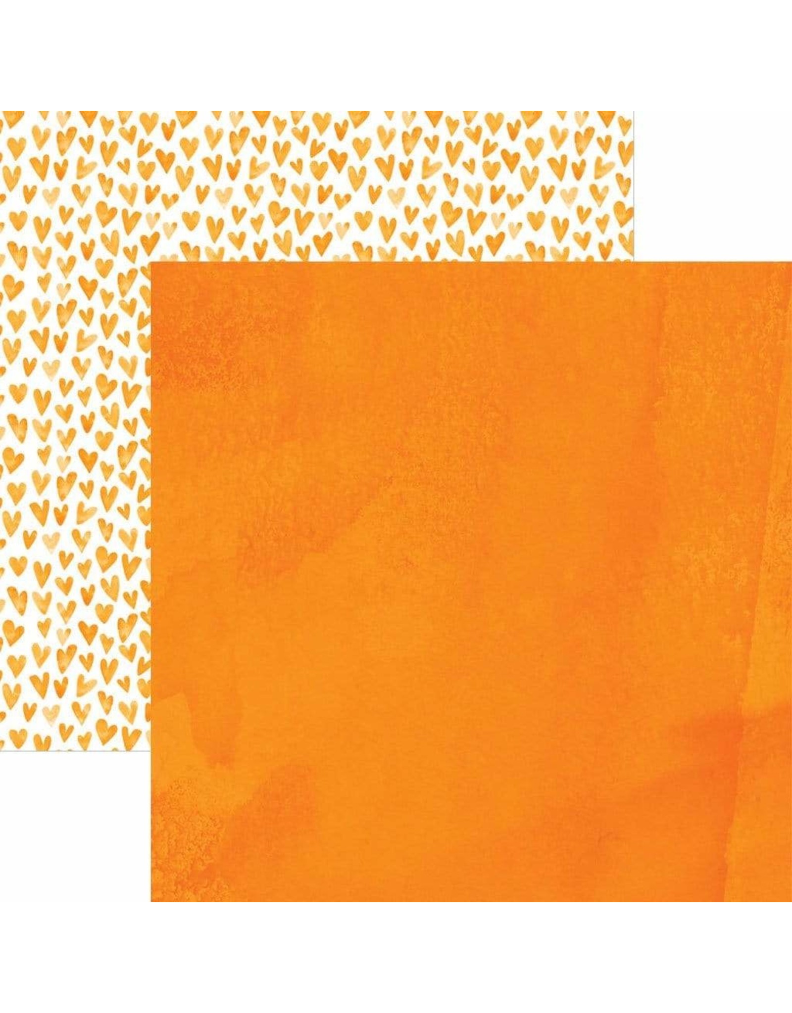 PAPER HOUSE PRODUCTIONS PAPER HOUSE ORANGE WATERCOLOR HEARTS 12X12 CARDSTOCK