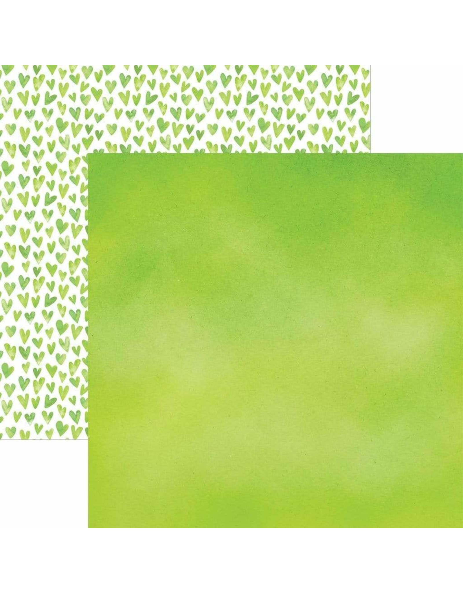PAPER HOUSE PRODUCTIONS PAPER HOUSE GREEN WATERCOLOR HEARTS 12X12 CARDSTOCK