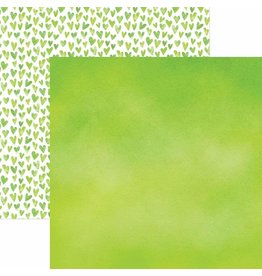 PAPER HOUSE PRODUCTIONS PAPER HOUSE GREEN WATERCOLOR HEARTS 12X12 CARDSTOCK
