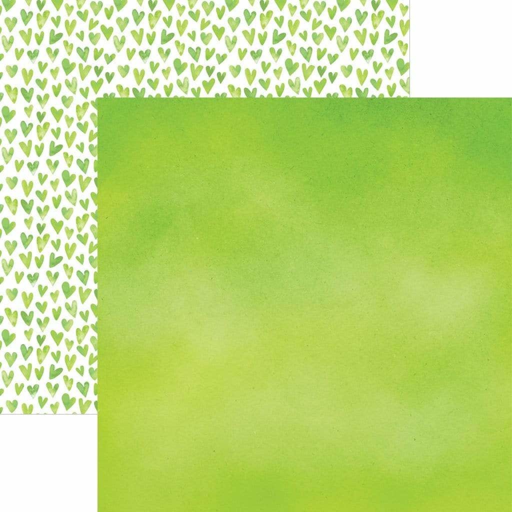 PAPER HOUSE PRODUCTIONS PAPER HOUSE GREEN WATERCOLOR HEARTS 12X12 CARDSTOCK