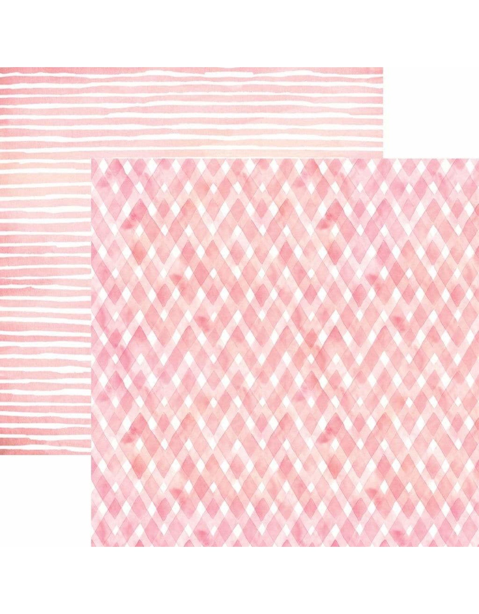 PAPER HOUSE PRODUCTIONS PAPER HOUSE PINK WATERCOLOR PLAID/STRIPES 12X12 CARDSTOCK