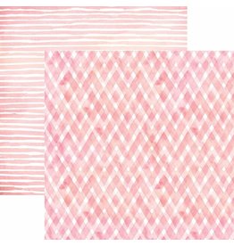 PAPER HOUSE PRODUCTIONS PAPER HOUSE PINK WATERCOLOR PLAID/STRIPES 12X12 CARDSTOCK