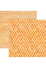 PAPER HOUSE PRODUCTIONS PAPER HOUSE ORANGE WATERCOLOR PLAID/STRIPES 12X12 CARDSTOCK