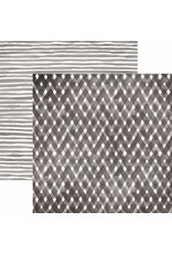PAPER HOUSE PRODUCTIONS PAPER HOUSE BLACK WATERCOLOR PLAID/STRIPES 12X12 CARDSTOCK