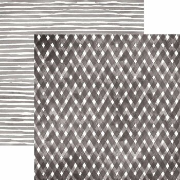 PAPER HOUSE PRODUCTIONS PAPER HOUSE BLACK WATERCOLOR PLAID/STRIPES 12X12 CARDSTOCK