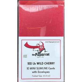 PAPER CUT THE PAPER CUT MINI SLIMLINE CARDS WITH ENVELOPES WILD CHERRY 10 PACK