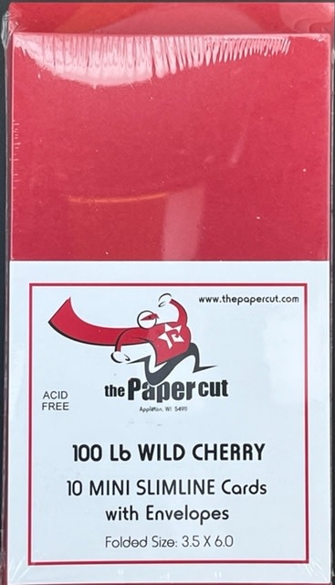 PAPER CUT THE PAPER CUT MINI SLIMLINE CARDS WITH ENVELOPES WILD CHERRY 10 PACK