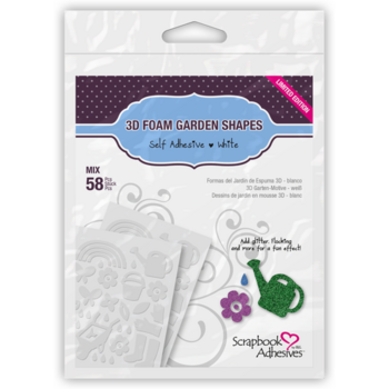 3L SCRAPBOOK ADHESIVES WHITE 3D FOAM GARDEN SHAPES 58/PK