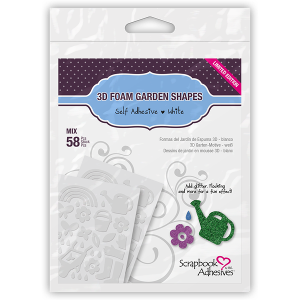 3L SCRAPBOOK ADHESIVES WHITE 3D FOAM GARDEN SHAPES 58/PK
