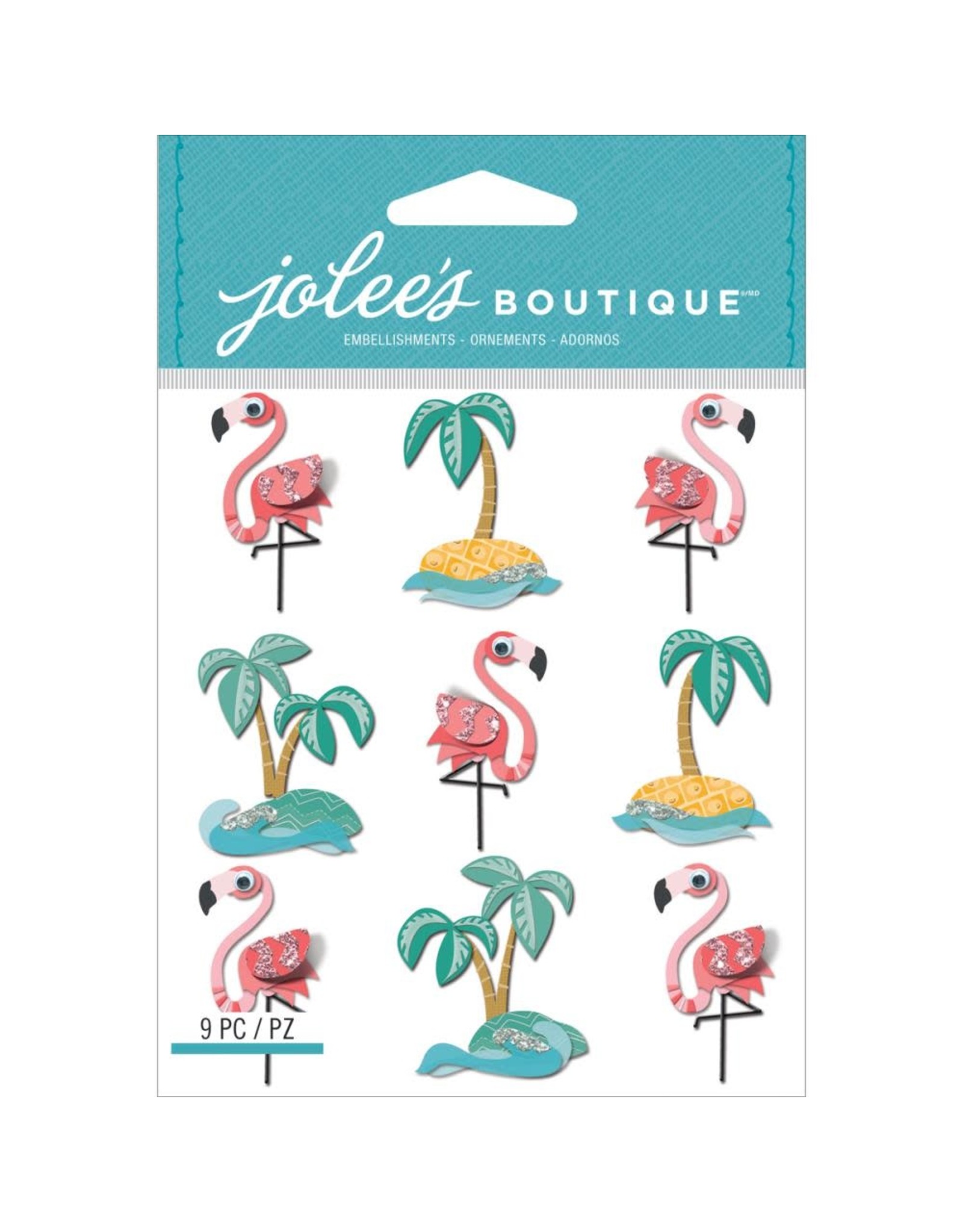 JOLEE’S JOLEE'S BOUTIQUE 3D FLAMINGOS & PALM TREE REPEAT STICKERS