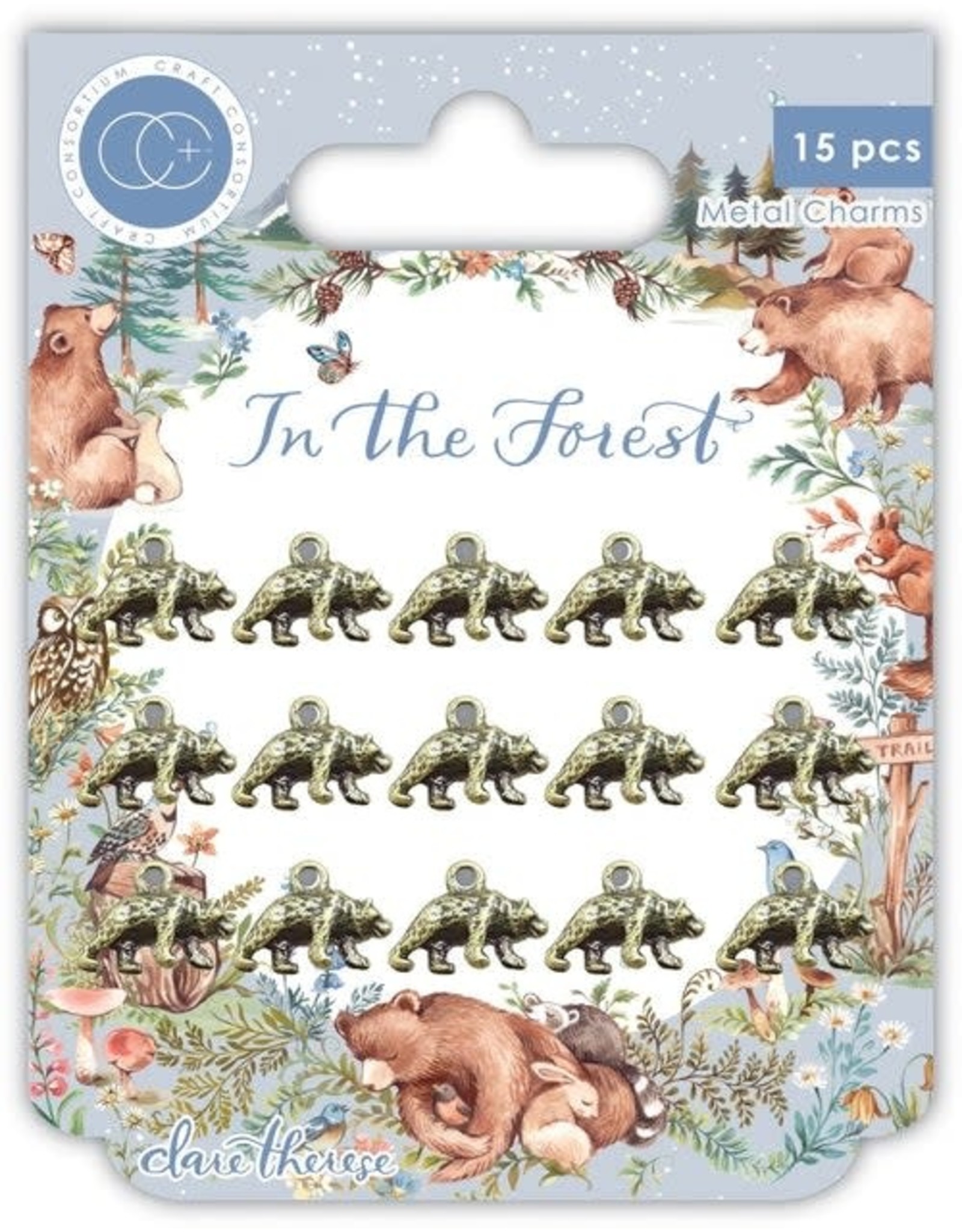 CRAFT CONSORTIUM CRAFT CONSORTIUM CLARE THERESE IN THE FOREST BEAR METAL CHARMS 15/PK