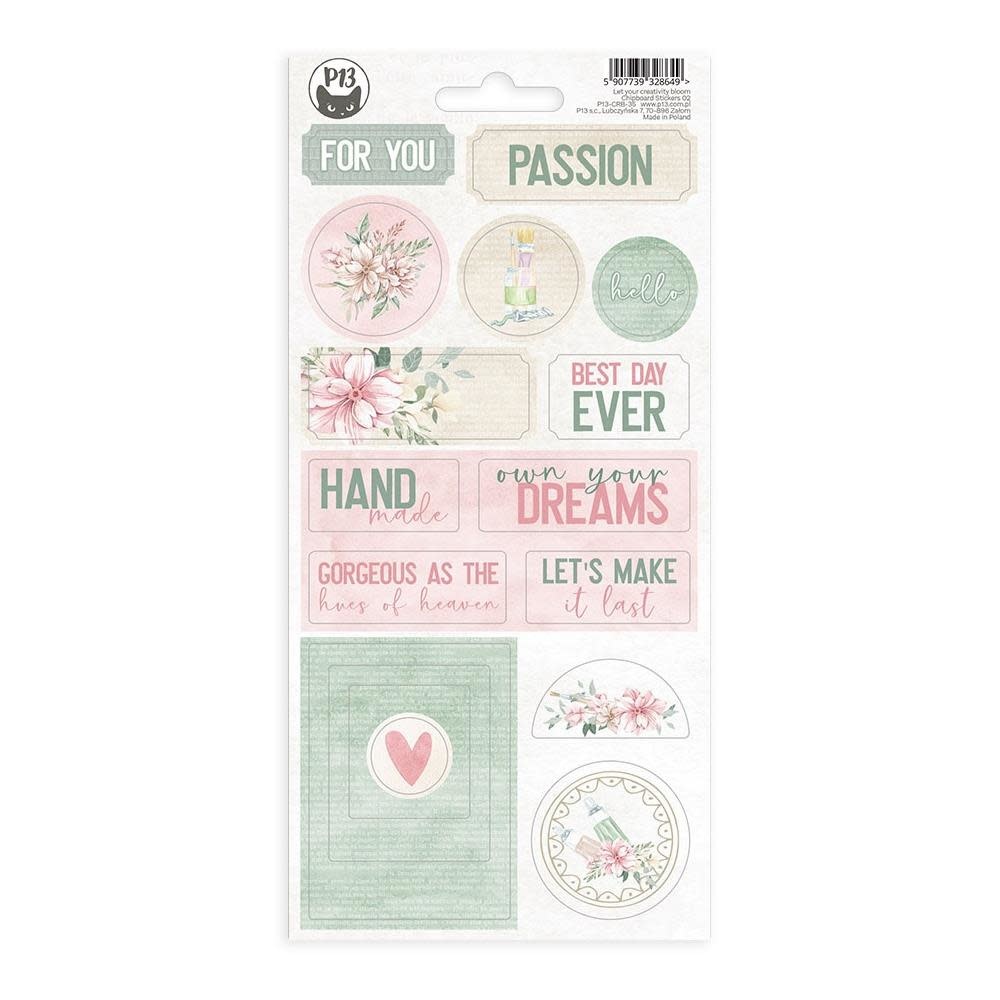 P13 LET YOUR CREATIVITY BLOOM #2 CHIPBOARD STICKERS