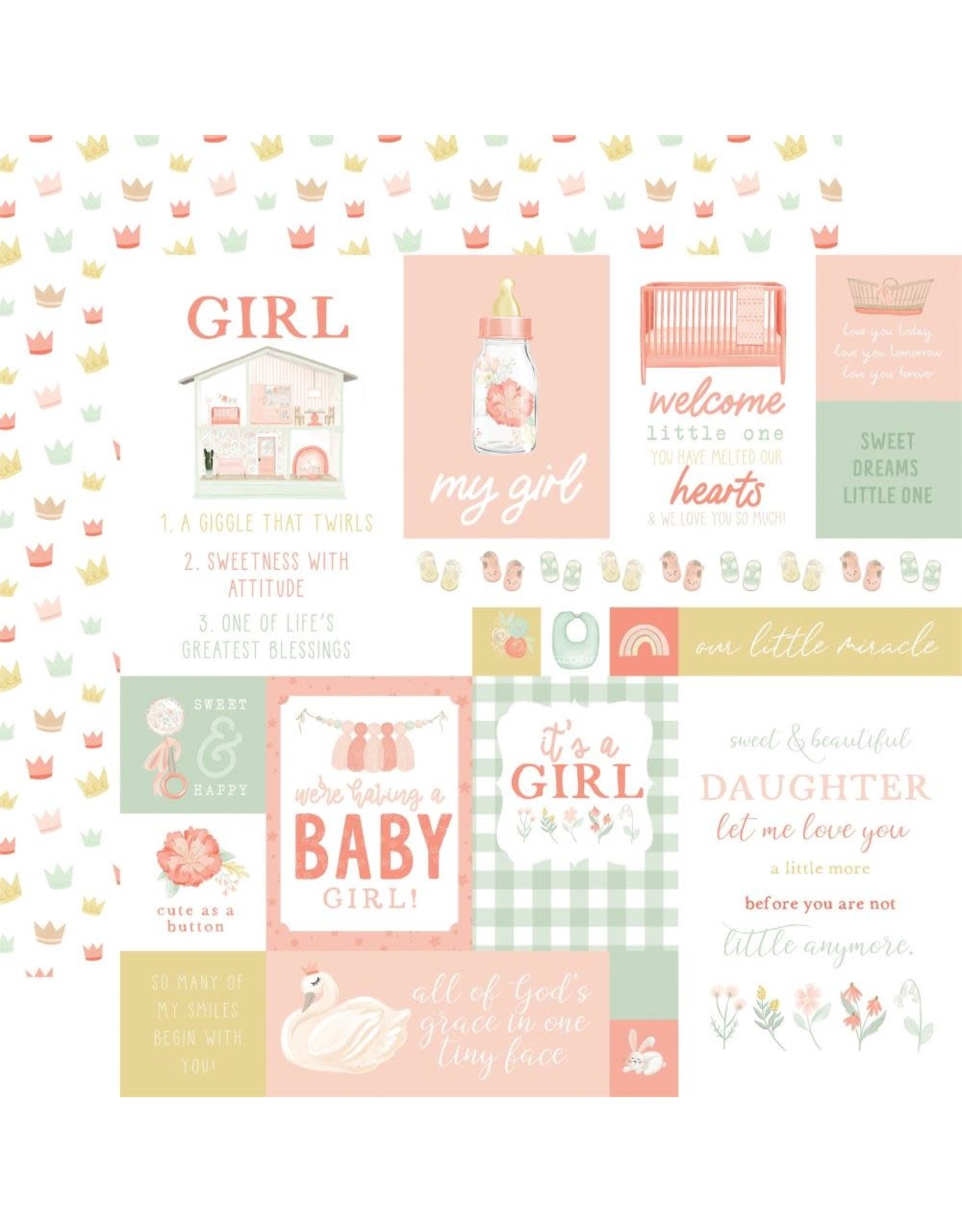 ECHO PARK PAPER ECHO PARK IT'S A GIRL MULTI JOURNALING CARDS 12X12 CARDSTOCK