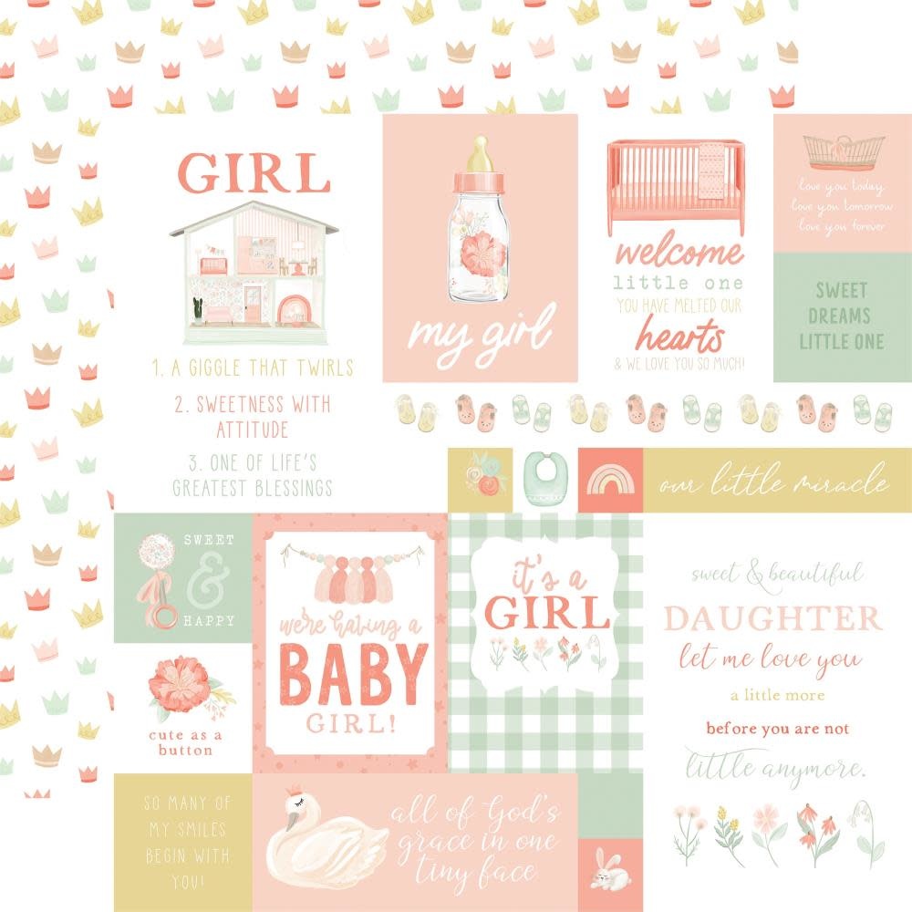 ECHO PARK PAPER ECHO PARK IT'S A GIRL MULTI JOURNALING CARDS 12X12 CARDSTOCK