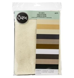 SIZZIX SIZZIX ASSORTED NEUTRAL COLORS 8x11 FELT SHEETS 10/PK