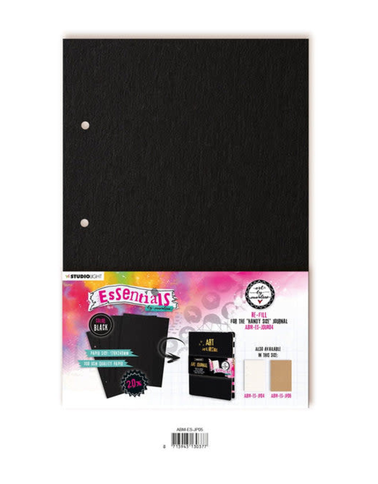 STUDIOLIGHT STUDIOLIGHT ART BY MARLENE ESSENTIALS  THE PERFECT SIZE BLACK ART JOURNAL PAGES 20/PK