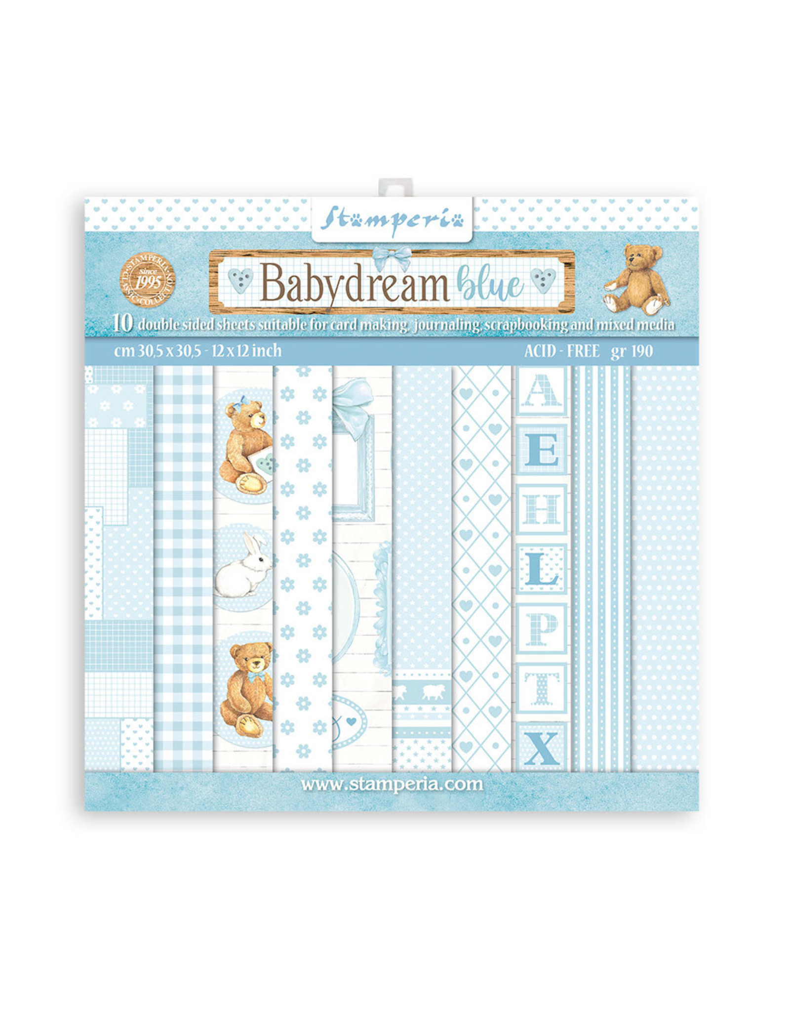 STAMPERIA STAMPERIA BABYDREAM BLUE 12X12 COLLECTION PACK 10 SHEETS