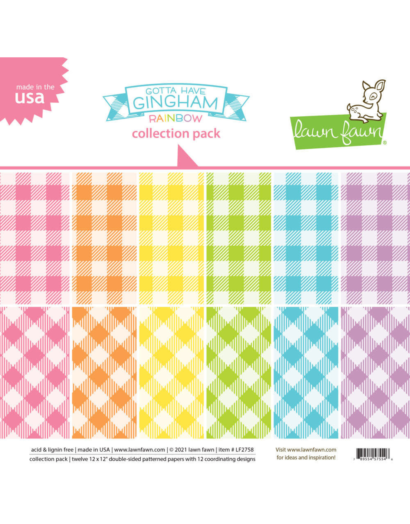 LAWN FAWN LAWN FAWN GOTTA HAVE GINGHAM RAINBOW 12x12 COLLECTION PACK