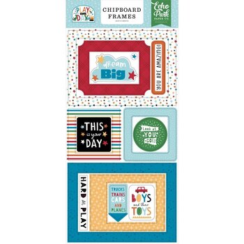 ECHO PARK PAPER ECHO PARK PLAY ALL DAY BOY 6x13 CHIPBOARD FRAMES