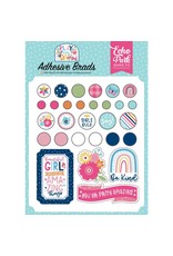 ECHO PARK PAPER ECHO PARK PLAY ALL DAY GIRL ADHESIVE DECORATIVE BRADS + CHIPBOARD
