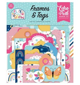 ECHO PARK PAPER ECHO PARK PLAY ALL DAY GIRL FRAMES & TAGS DIE-CUTS