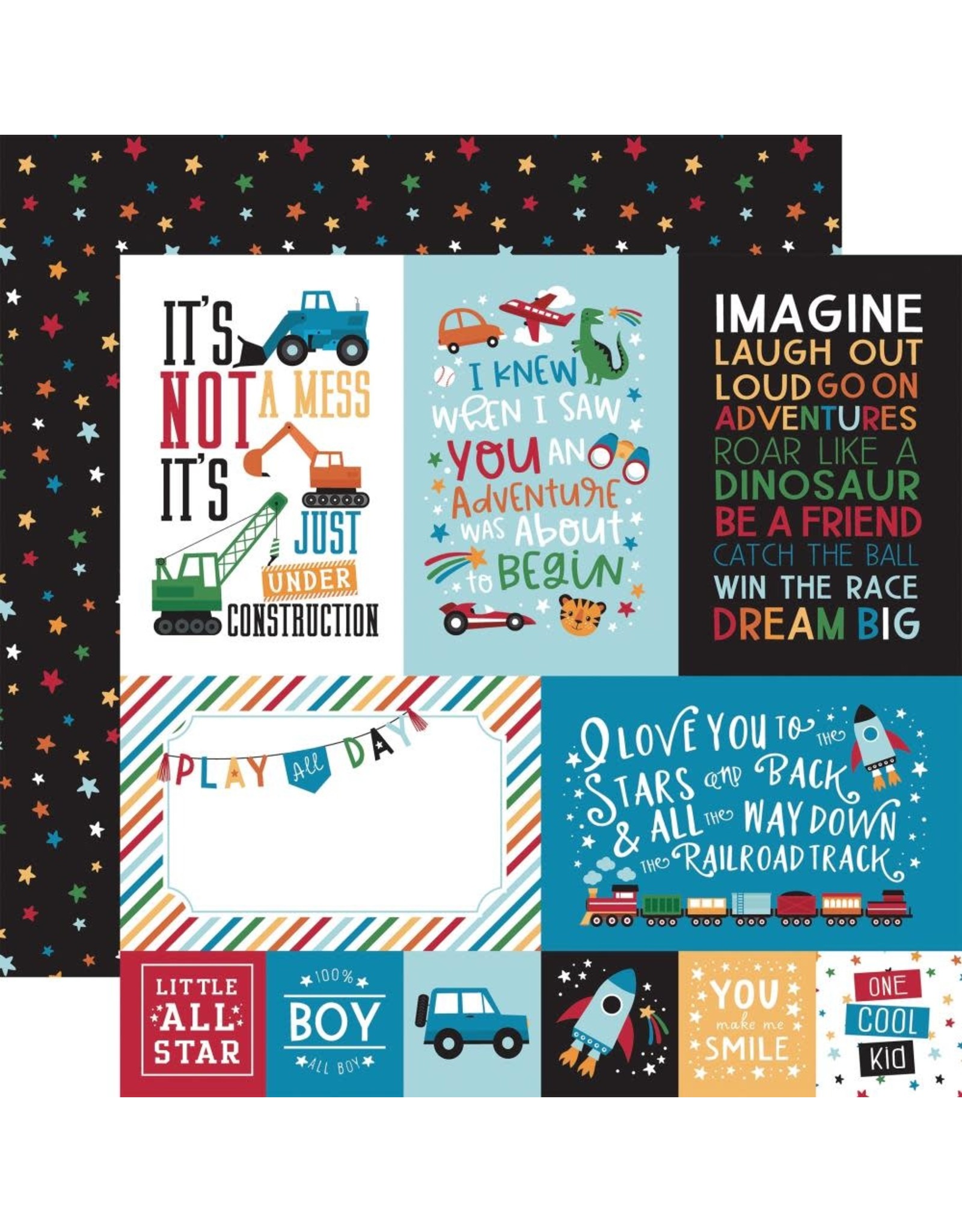 ECHO PARK PAPER ECHO PARK PLAY ALL DAY BOY 4x6 JOURNALING CARDS 12x12 CARDSTOCK