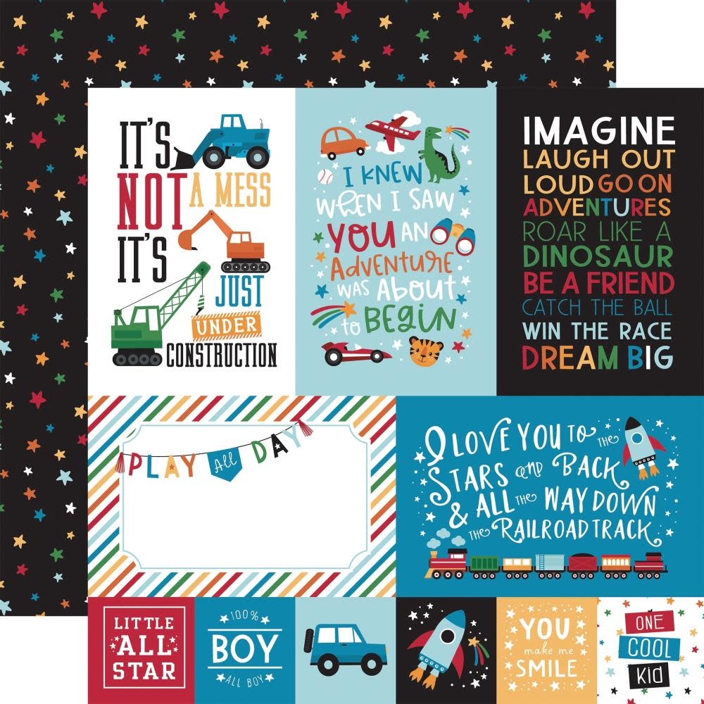 ECHO PARK PAPER ECHO PARK PLAY ALL DAY BOY 4x6 JOURNALING CARDS 12x12 CARDSTOCK
