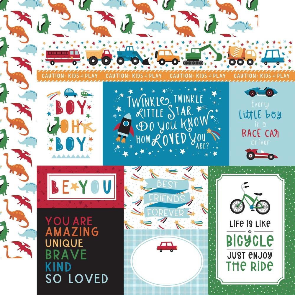 ECHO PARK PAPER ECHO PARK PLAY ALL DAY BOY MULTI JOURNALING CARDS 12x12 CARDSTOCK