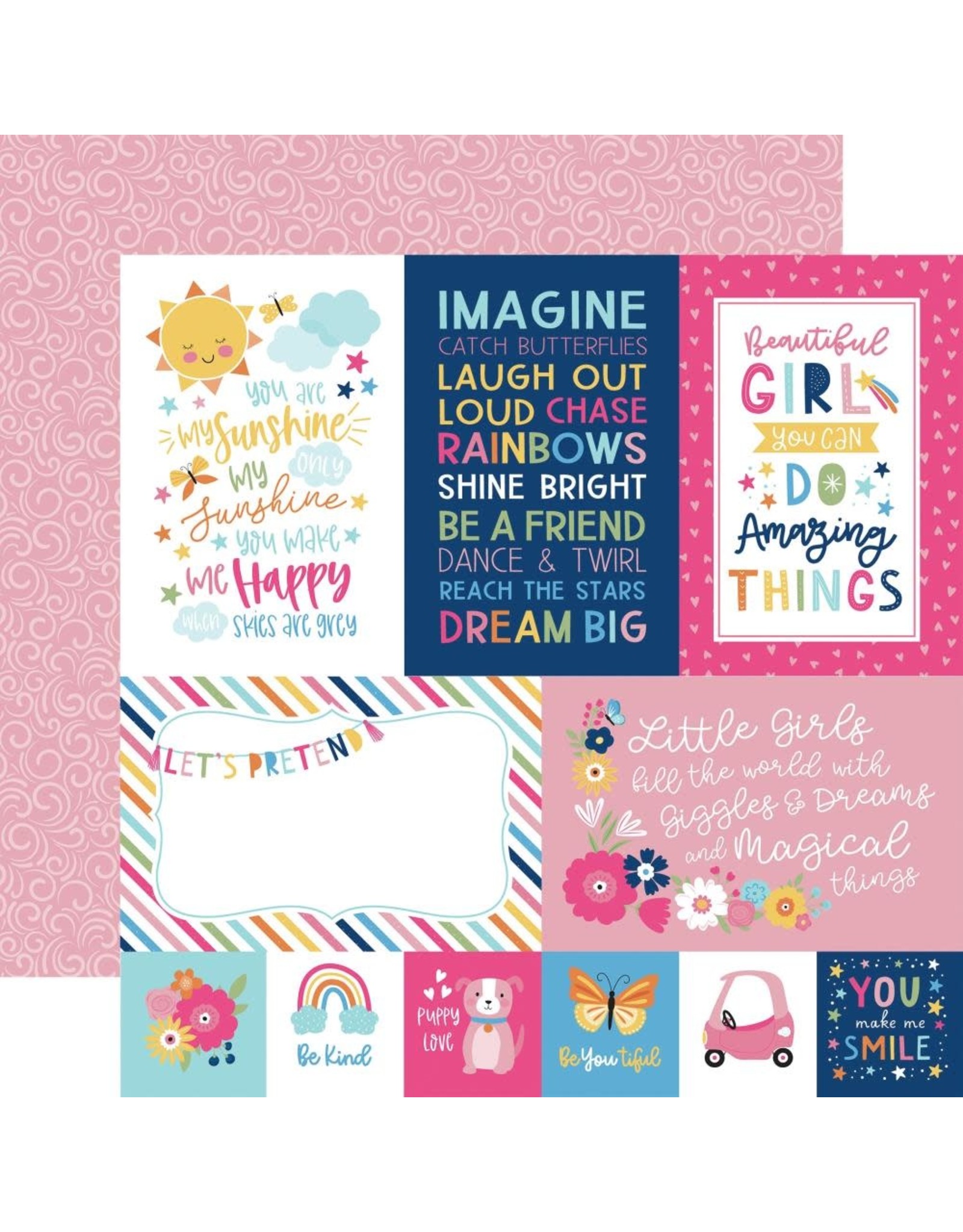 ECHO PARK PAPER ECHO PARK PLAY ALL DAY GIRL 4x6 JOURNALING CARDS 12x12 CARDSTOCK