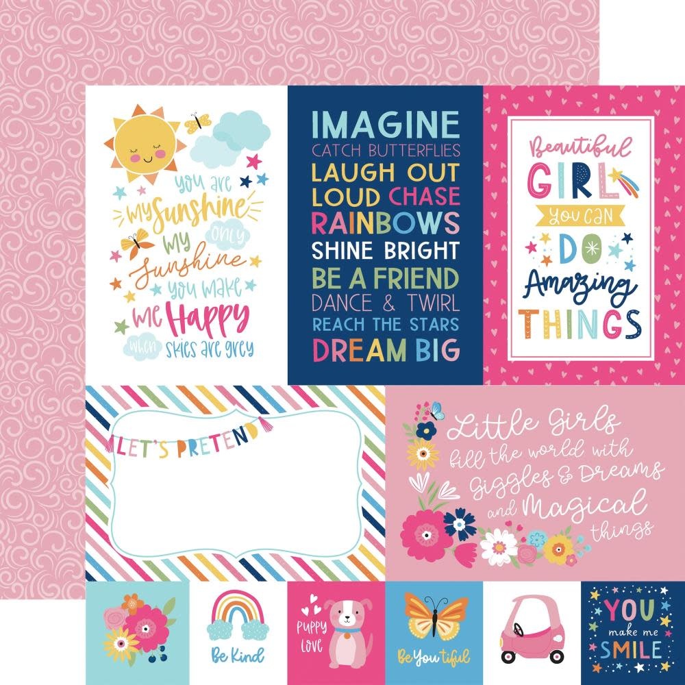 ECHO PARK PAPER ECHO PARK PLAY ALL DAY GIRL 4x6 JOURNALING CARDS 12x12 CARDSTOCK