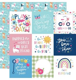 ECHO PARK PAPER ECHO PARK PLAY ALL DAY GIRL 4x4 JOURNALING CARDS 12x12 CARDSTOCK