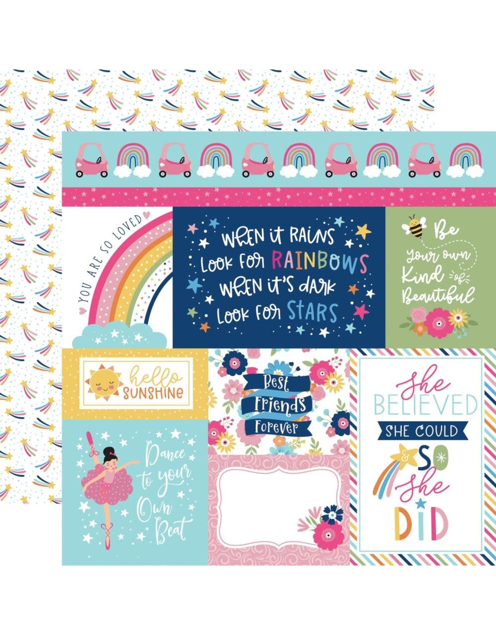 ECHO PARK PAPER ECHO PARK PLAY ALL DAY GIRL MULTI JOURNALING CARDS 12x12 CARDSTOCK