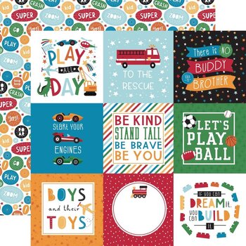 ECHO PARK PAPER ECHO PARK PLAY ALL DAY BOY 4x4 JOURNALING CARDS 12x12 CARDSTOCK